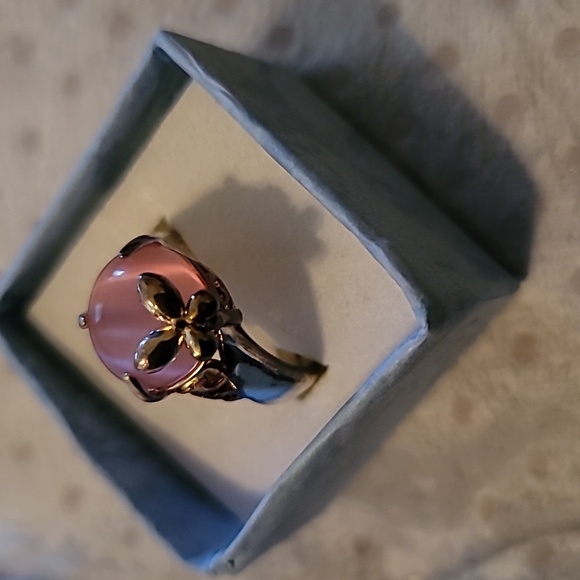 Jewelry - Rose Quartz Stone, Sterling Silver 925 Stamped Ring with Butterfly sz 7